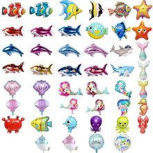 跨境美人鱼海洋动物气球生日派对装饰布置用品铝膜气球批发