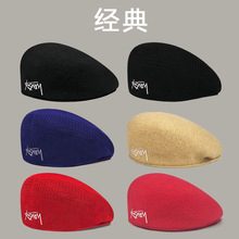 韩版字母贝雷帽子男士潮羊毛反戴前进帽大头围复古时尚画家帽女款