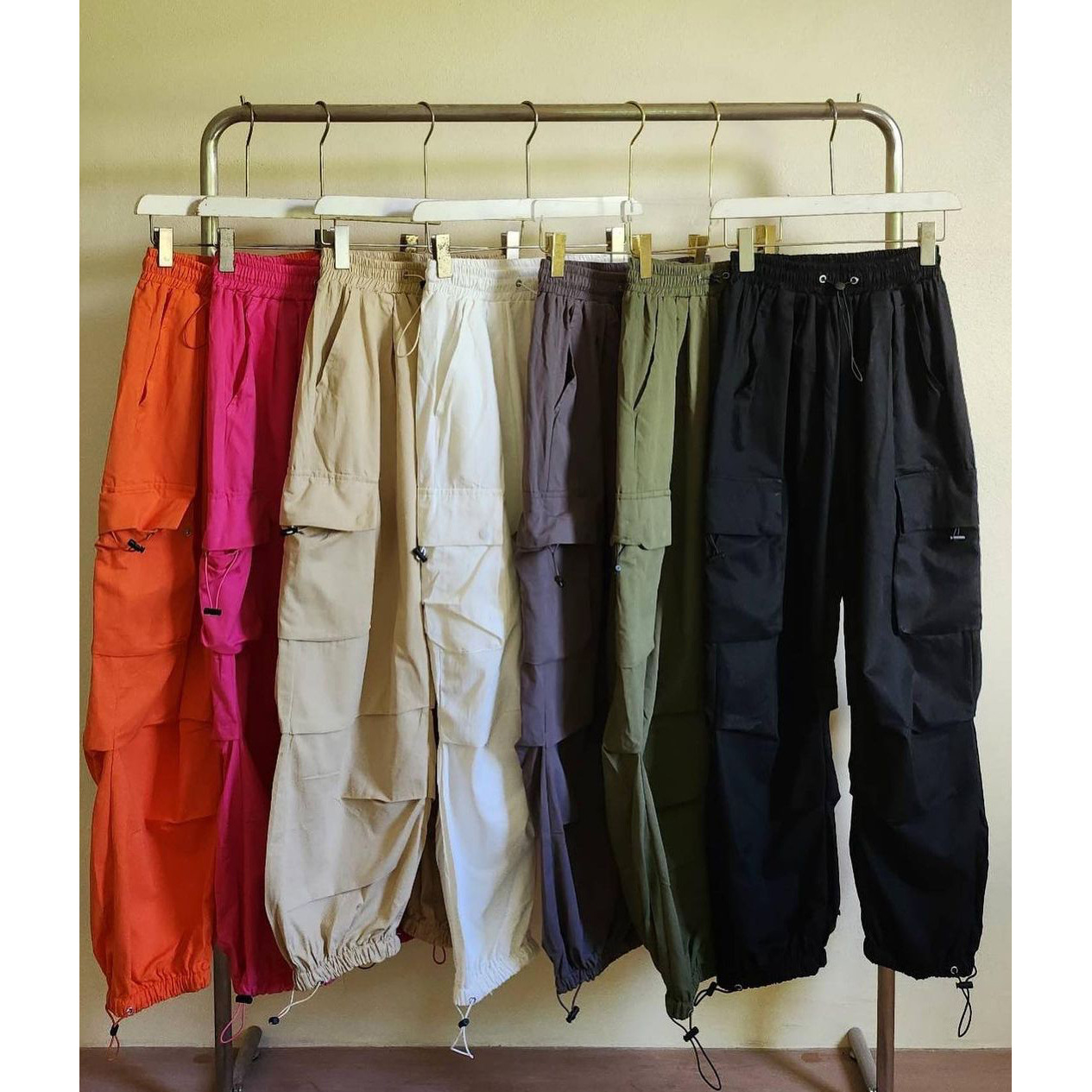 2024年春秋季新款工装休闲裤女装夏季冰丝宽松高腰束脚阔腿长裤子