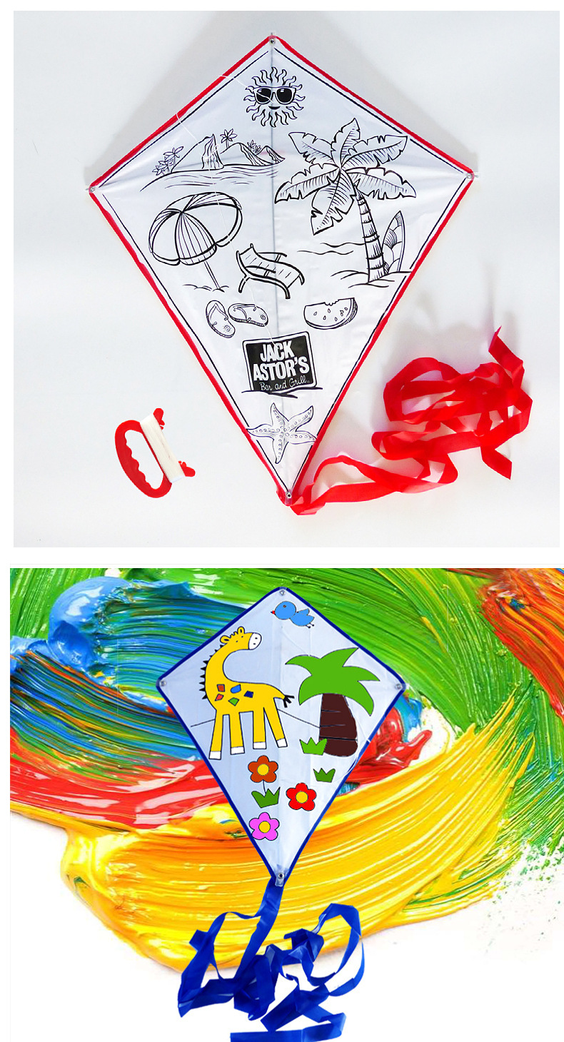 潍坊风筝diy菱形儿童风筝绘画教育风筝可定制环保材质多种图案