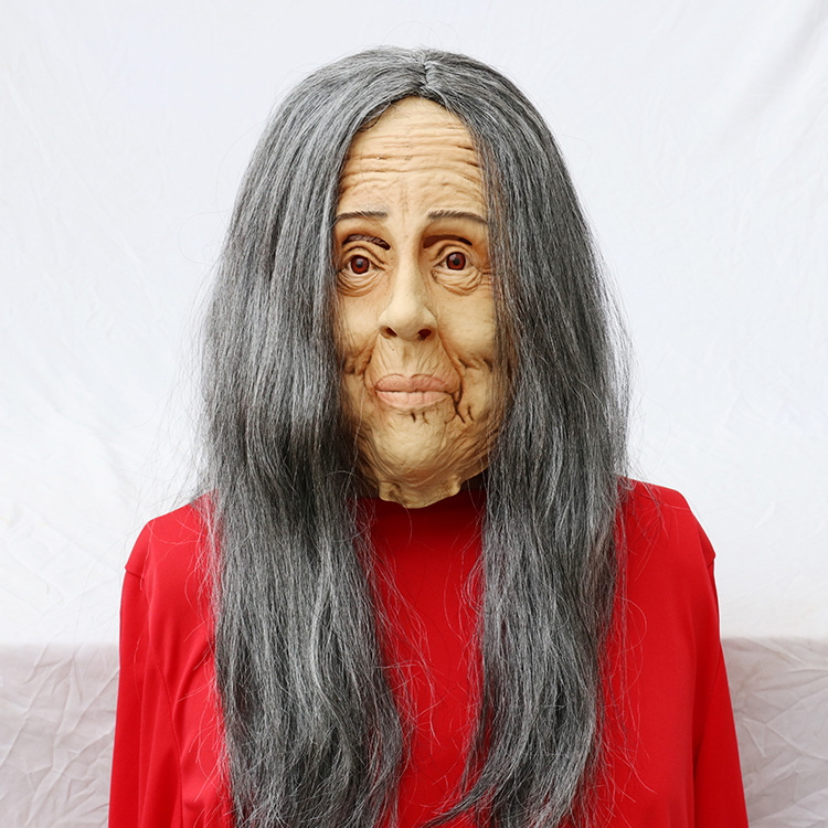 魔鬼老太婆面具孟婆面具恐怖鬼脸面具老太太老奶奶老人乳胶头套