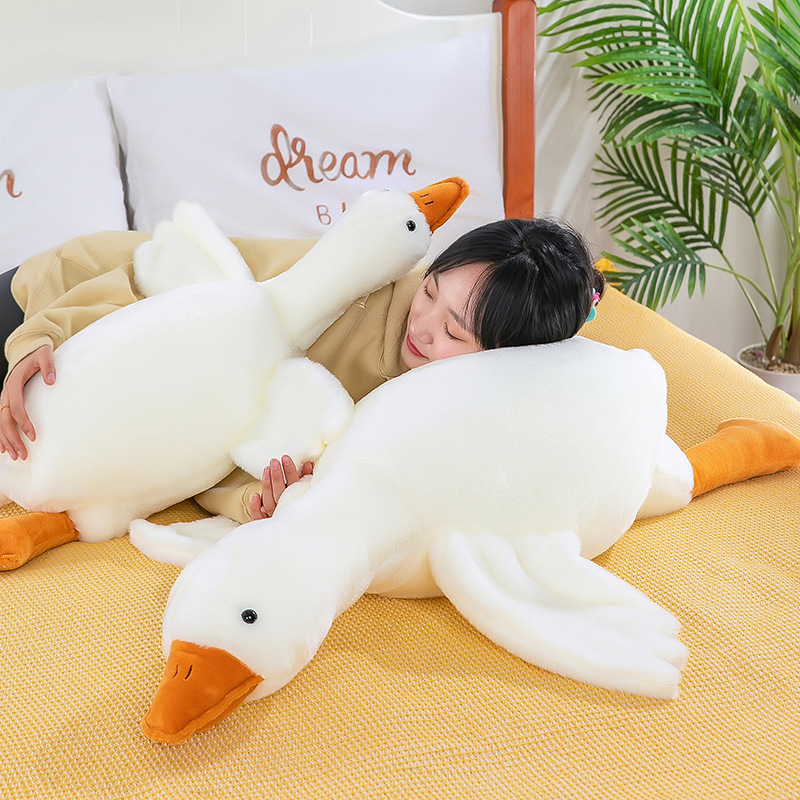 Rabbit Fur Big White Geese Sleeping Pillow Plush Toy Comfort Big Goose Doll Pillow Baby Hotel Pillow Big Goose