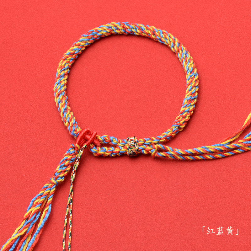 Fine Woven Handmade Hand-Made Cotton Threads Bracelet Jewelry Rope Vintage Mixed Color Tibetan Men's and Women's Same Bracelet Jewelry Rope Wholesale