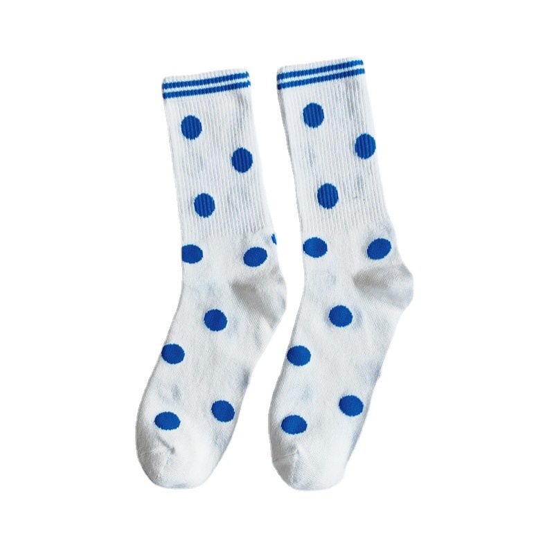 Customized Athletic Socks European and American Ins Trendy Cute Smiley Face College Style Soft Comfort and Casual Sport Mid-Calf Length Sock