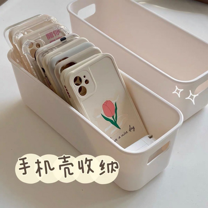 Simple Strip Storage Box Phone Case Ultra Narrow Desktop Narrow Edge Plastic Storage Box Girl Sundries Storage Basket Manufacturer