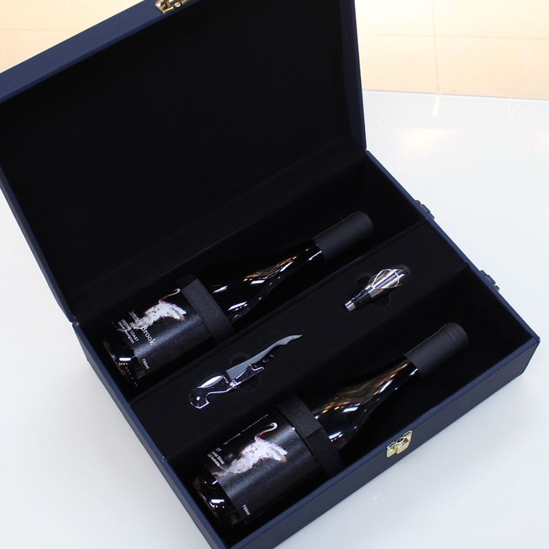 批发新款时尚双支红酒包装礼盒2支装葡萄酒空盒大肚瓶通用包装盒