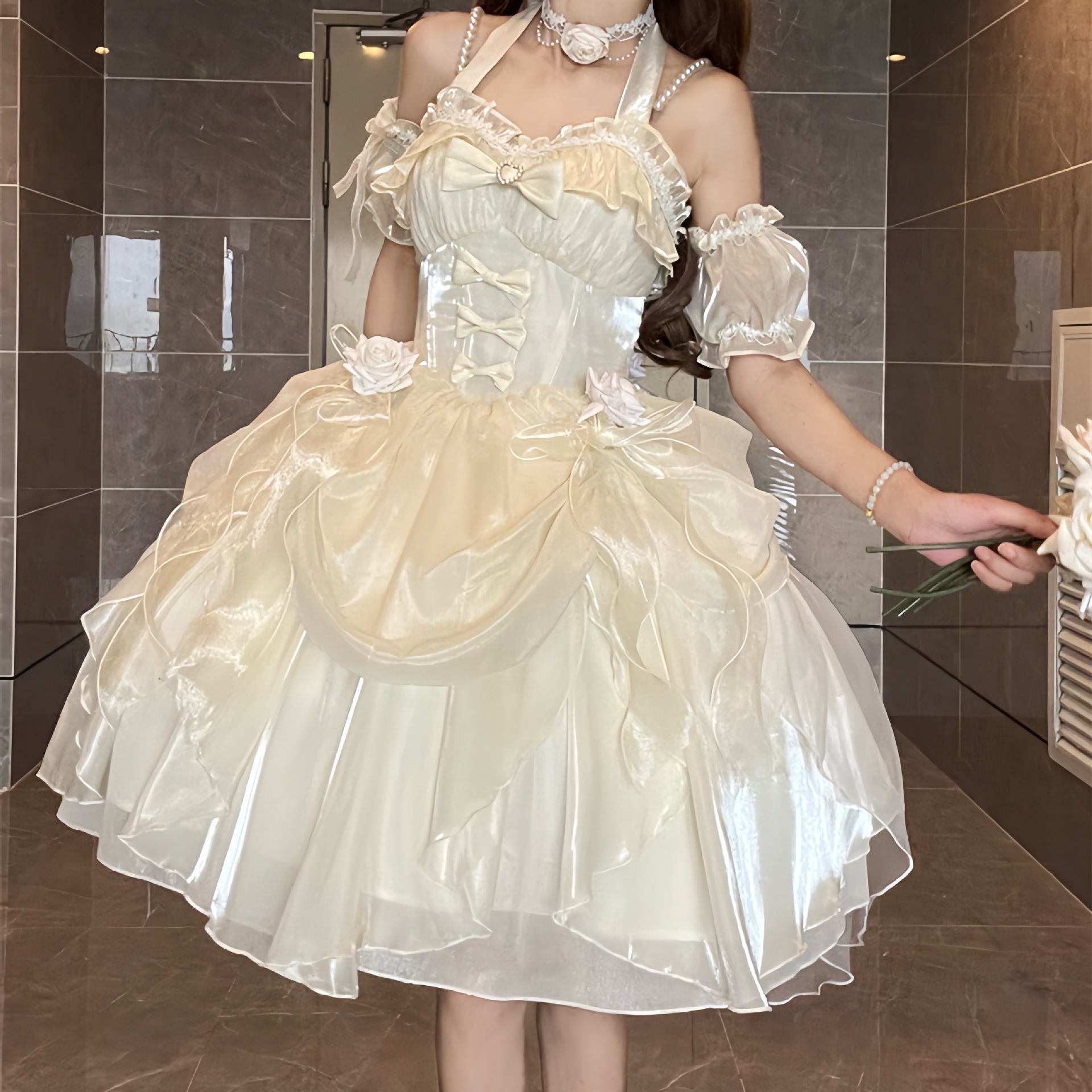 原创lolita仙蒂玫瑰浪漫仙气优雅洛丽塔jsk公主裙成人礼花嫁红色