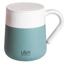 UKA保温杯泡茶杯玻璃内胆办公室水杯高颜值女带把手柄陶瓷杯子