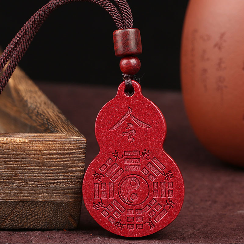 天然紫金朱砂太极八卦吊坠牌葫芦保真阴阳五行护身符男女项链