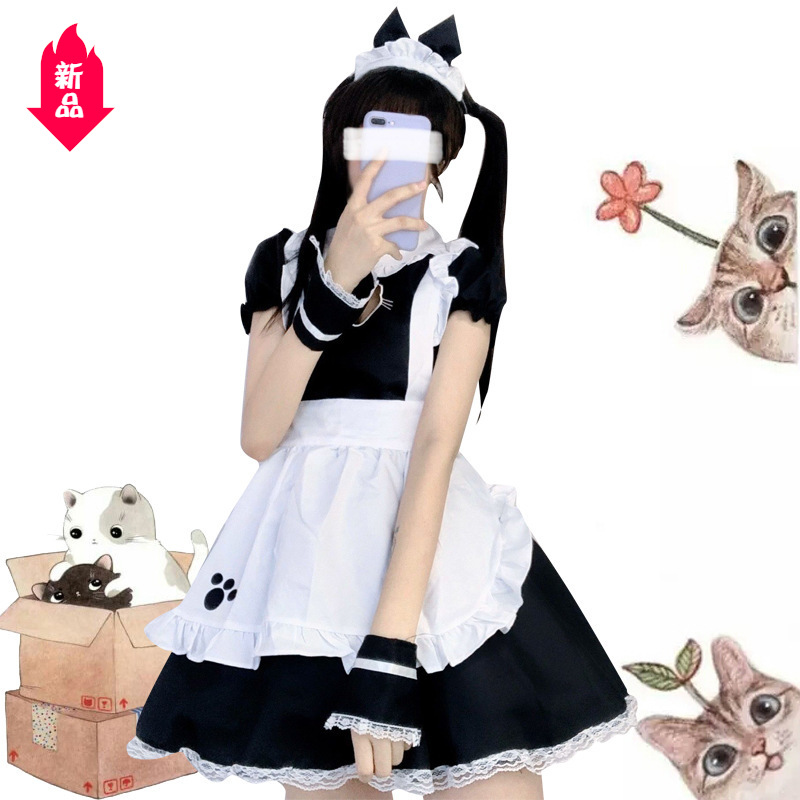 猫咪女仆装 日系可爱心形女佣套装cosplay动漫服装洛丽塔软妹