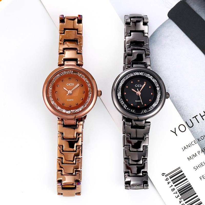 gedi歌迪手表女士休闲气质韩版钢链女表复古方形时尚潮流直播腕表