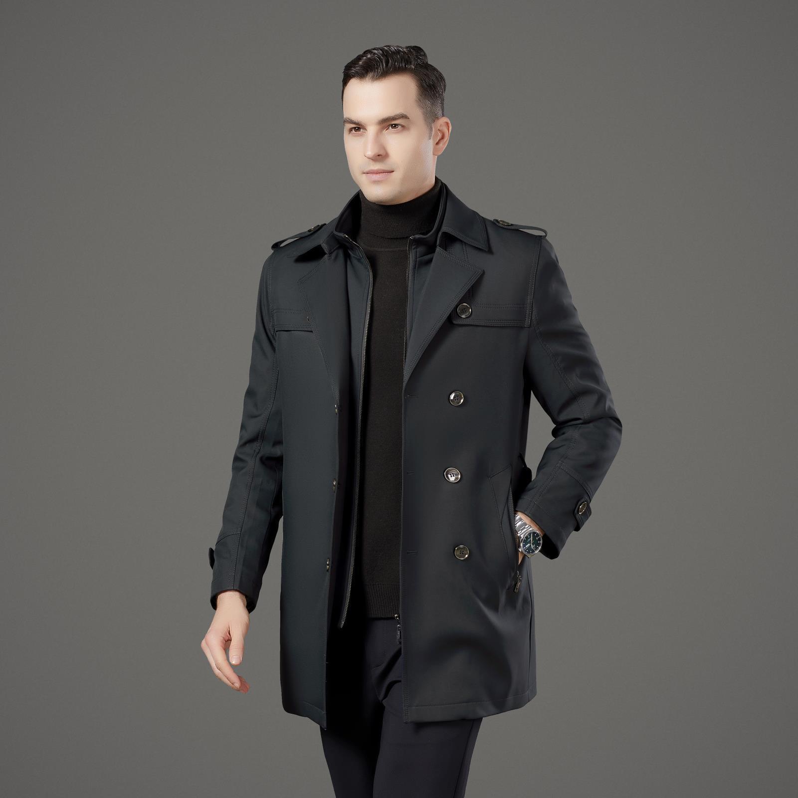 专柜正品高端中长款风衣秋冬季男士新款商务休闲中年百搭气质外套