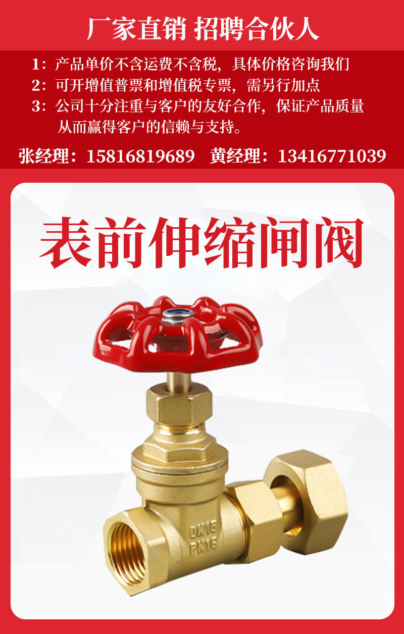 4分6分1寸表前活接铜闸阀水表伸缩闸阀控水开关阀门dn15dn20dn25