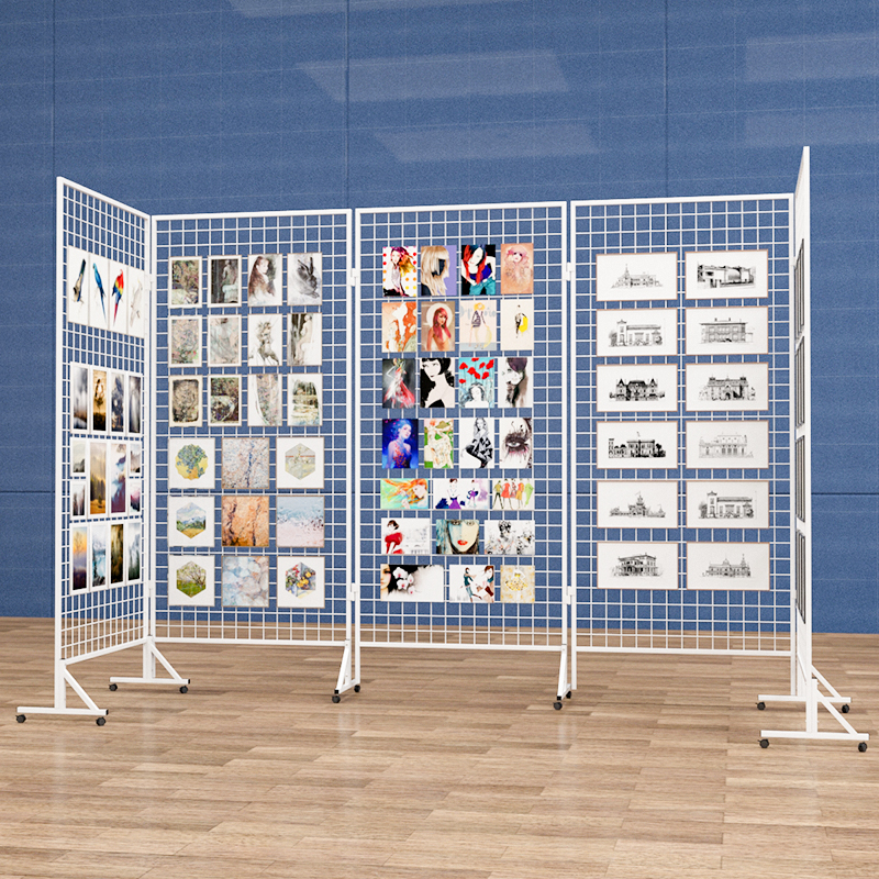 折叠网格展示架展示画展画室幼儿园作品美术展览架户外移动展架