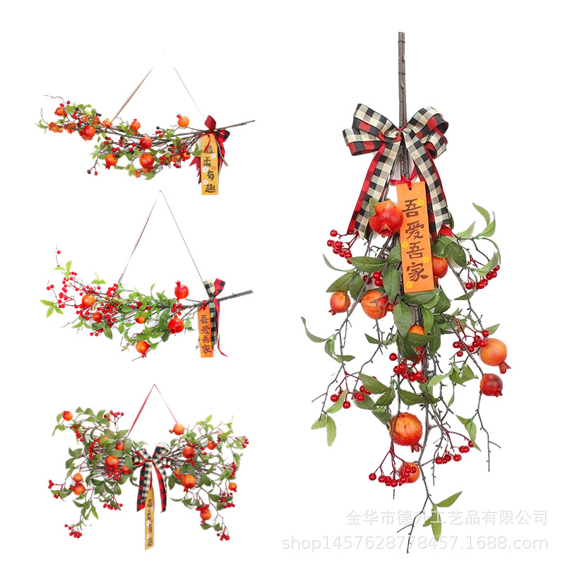 Simulation Pomegranate Wall Hangings New Year Decoration Spring Festival Pendant Housewarming Celebration Supplies Moving into the New House Decoration