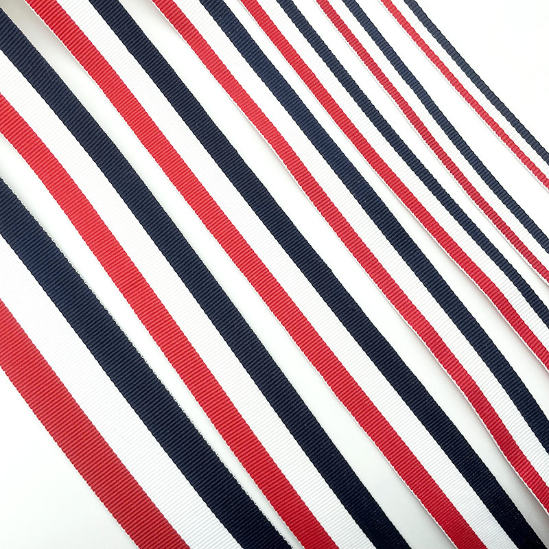 厂家现货红白蓝间色条纹织带电脑提花涤纶彩色织带服装辅料配饰