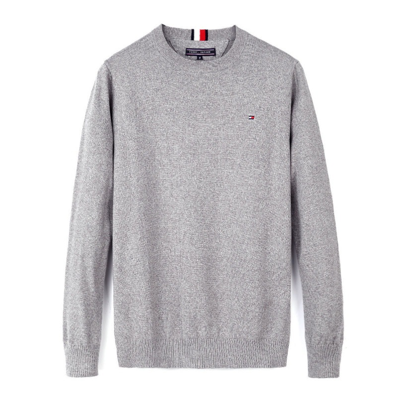 外贸原单秋冬新款tommy汤米毛衣男士圆领长袖套头纯棉薄款针织衫