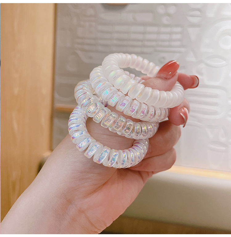 镭射人鱼姬电话线发圈女韩国个性简约基础百搭款发绳无痕发饰