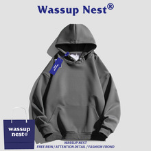 WASSUP NEST美式纯色休闲简约连帽卫衣男春秋季新款宽松上衣外套