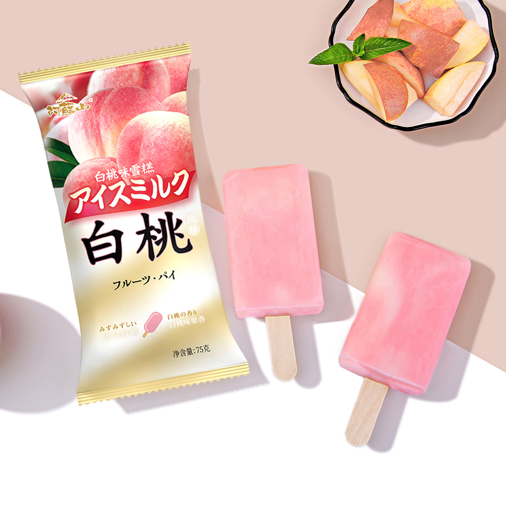 阿苏山白桃冰淇淋水蜜桃白桃水果冰激凌雪糕冷饮75g整箱批发