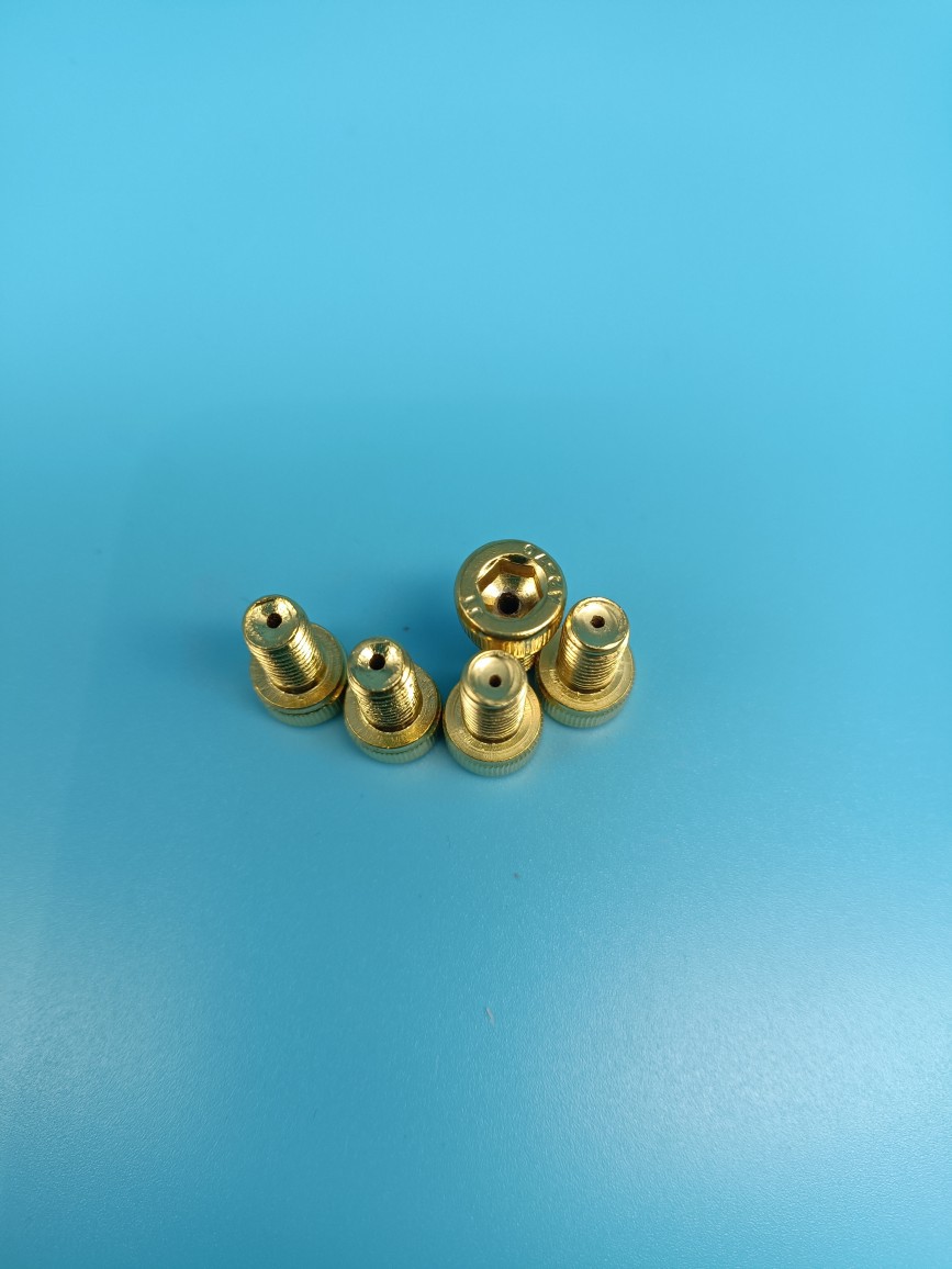 镀金螺丝304不锈钢内六角空心螺丝中空螺栓放气螺钉1mm通孔m6*12