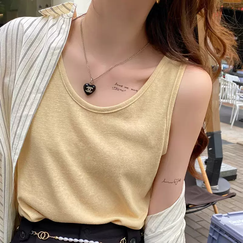 慵懒风雪花棉吊带背心女内搭打底夏季外穿遮肉遮副乳无袖宽松上衣