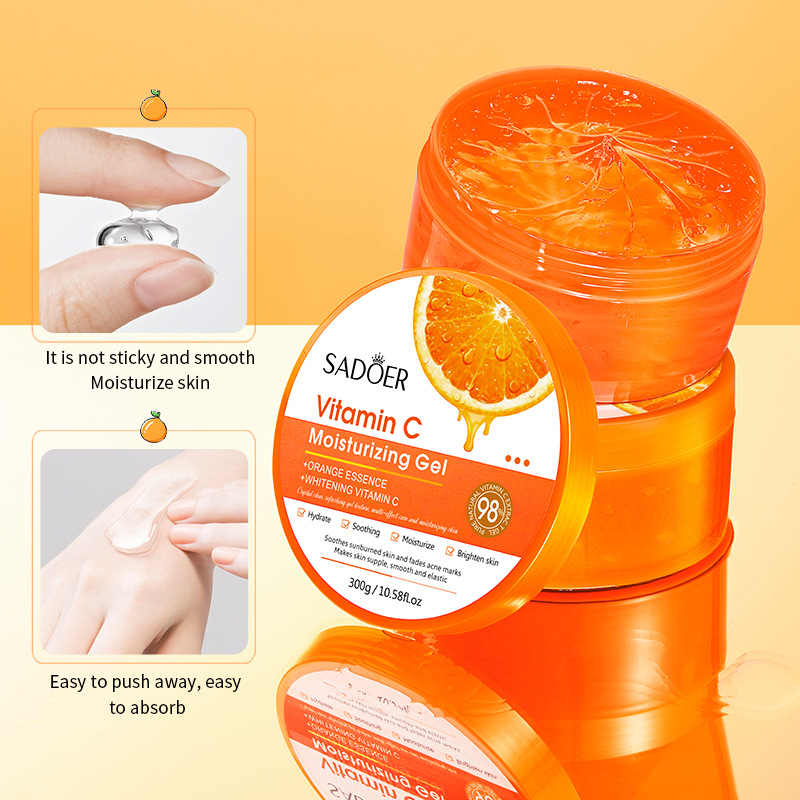 English Aloe Vera Gel Sadoer Vitamin C Shrink Pores Moisturizing Aloe Vera Gel Cross-Border Foreign Trade Factory Wholesale