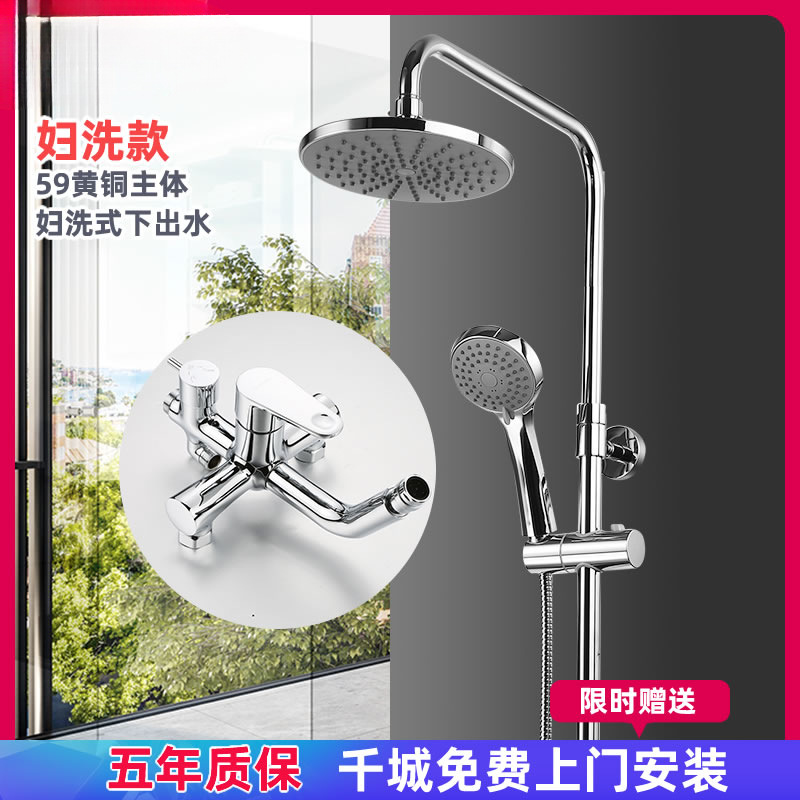 埃美柯amico 淋浴花洒套装家用卫浴淋雨喷头妇洗器全铜增压洗澡