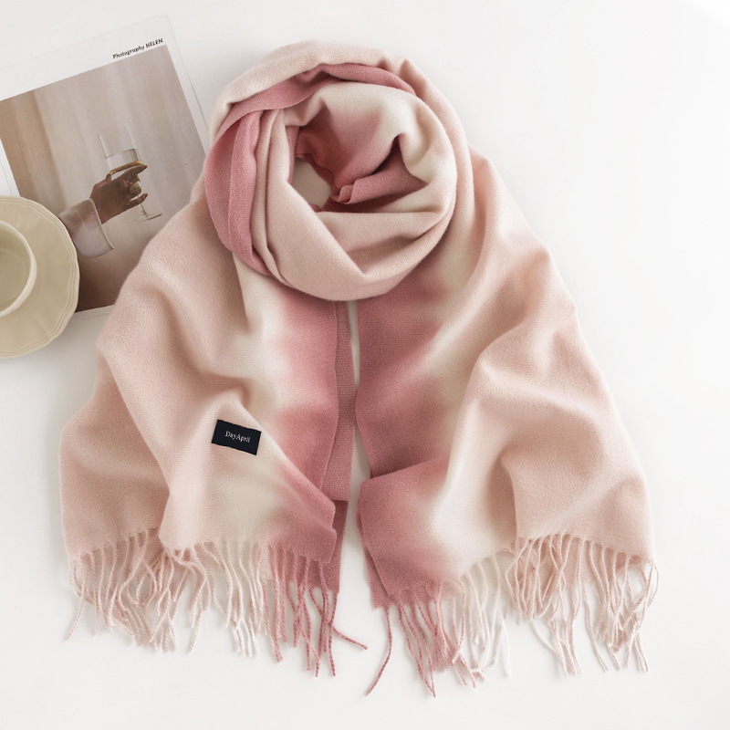 Elegant Socialite Style Gradient Scarf 2023 New Arrival Autumn and Winter Shawl Artificial Cashmere Scarf Women's Warm Scarf