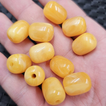 鸡油黄蜜蜡大孔珠散珠人造蜜蜡路路通珠子橘黄色手链项链饰品配件