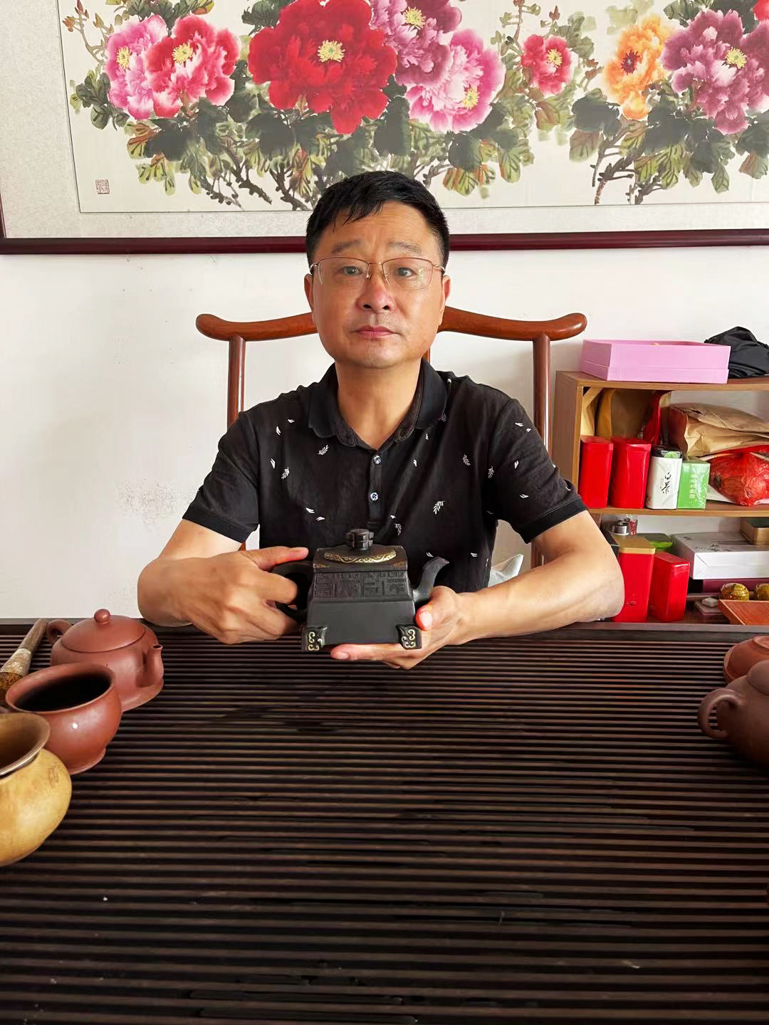 宜兴紫砂壶名家李卢春全手工壶 威震四方 原矿石黄料含铁量高养生