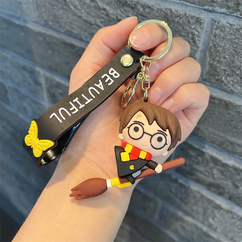 Creative Cartoon Harry Potter Keychain Cute Flying Harry Ron Hermione Key Chain Men and Women Handbag Pendant
