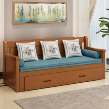 1.5米1.8米多功能可伸缩可折叠小户型客厅双人推拉两用实木沙发床
