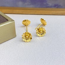 大量现货 5G黄金耳饰新款999足金耳钉时尚耳钩耳坠24K纯黄金耳环