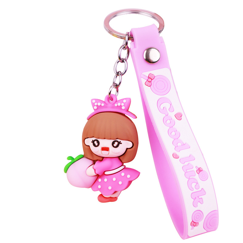 Cartoon Fruit Peach Girl Keychain Handbag Pendant Cute Decorations Hanging Ornament Keychain Small Gift in Stock