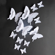 金典黑白色蝴蝶双层3d立体蝴蝶墙贴派对婚礼场景布置创意家居装饰