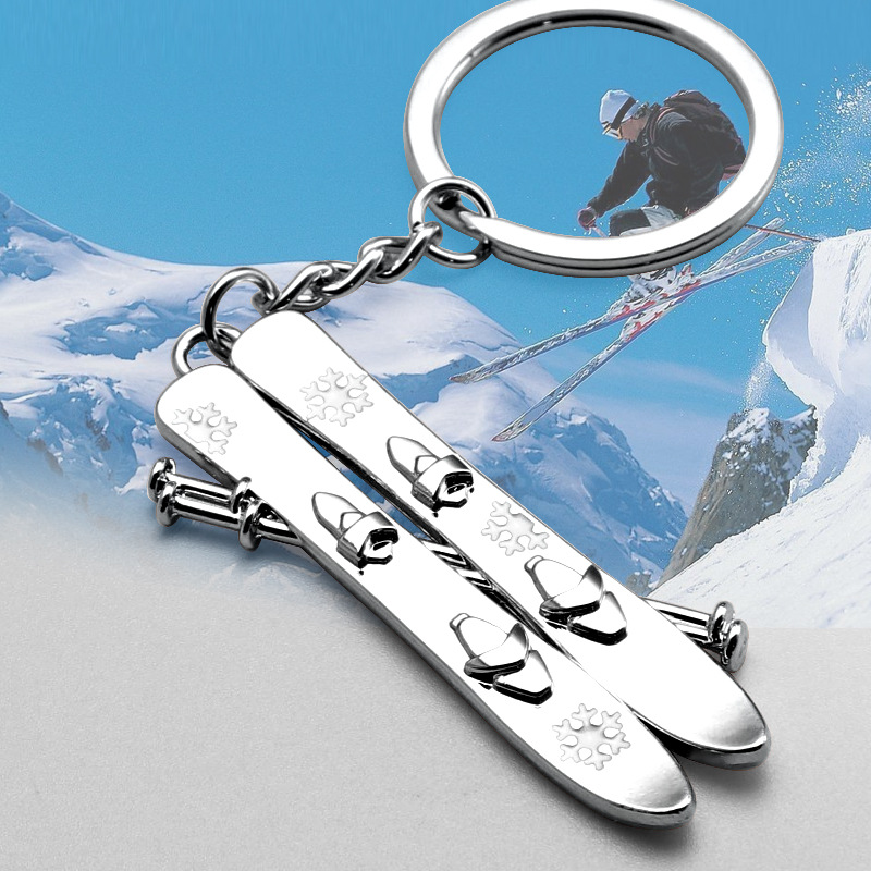 Winter Ski Keychain Snow Athletes Keychain Pendant Sled Small Gift Sports Meeting Keychain Pendant