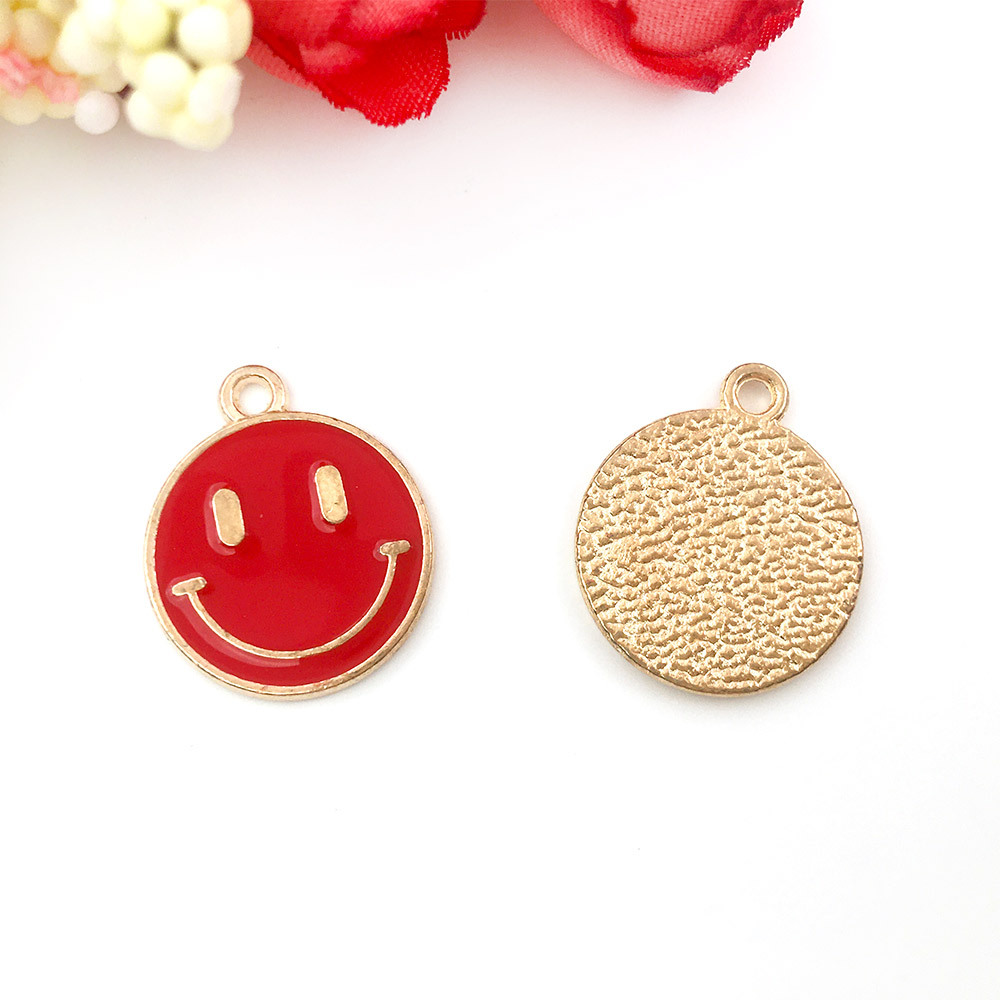 1 Drop Oil Smiley Face Pendant Alloy Drop Oil Hair Accessories DIY Handmade Earrings Necklace Cold Material in Stock Wholesale