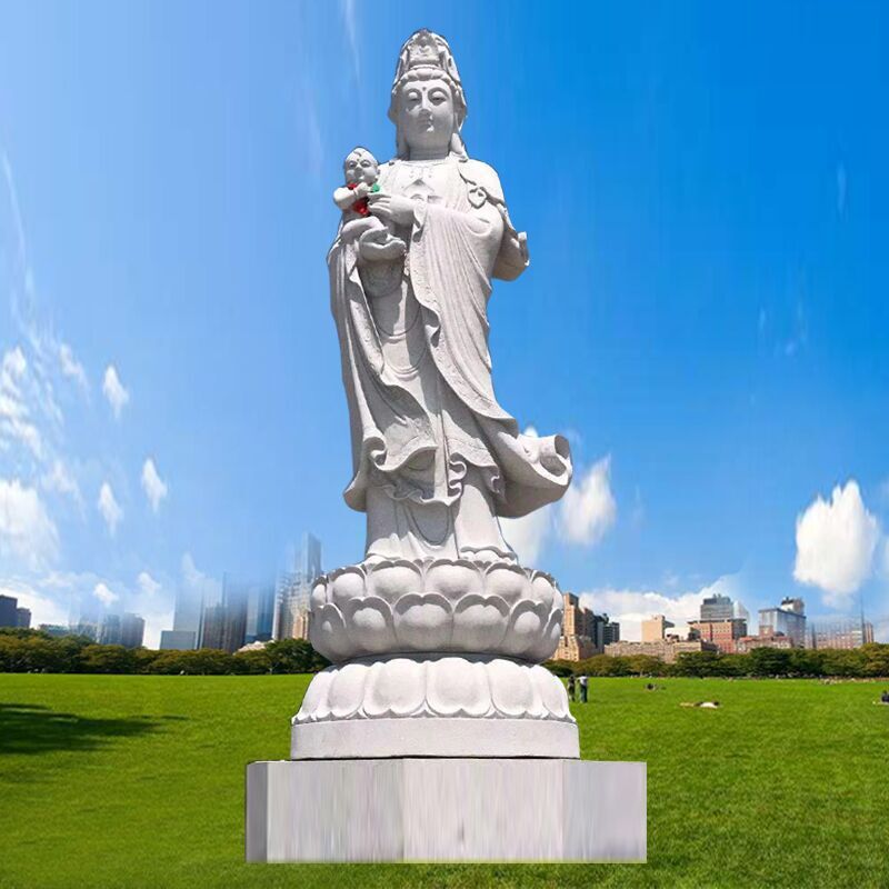 石雕观音佛像汉白玉滴水观音雕塑花岗岩送子观音佛像雕塑厂家供应