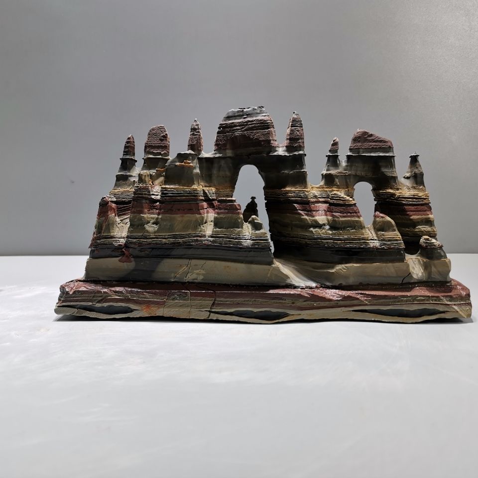 灵璧石山子摆件书房鱼缸造景笔架山宝塔云雾石镇宅观赏花盆盆景