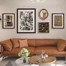法式中古风客厅装饰画美式复古沙发背景墙画小众艺术餐厅组合挂画