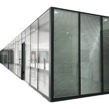 办公室轻奢屏风铝合金双层钢化透明玻璃中空百叶简约隔音高隔断墙