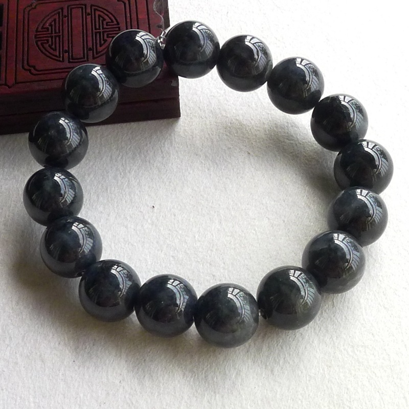 批发缅甸乌鸡种缅甸翡翠手串 18mm男款乌鸡翡翠手链送礼自用-阿里巴巴