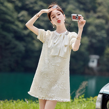 2024夏季新品女装新中式国风盘扣中长款亮片时尚连衣裙 HG2829