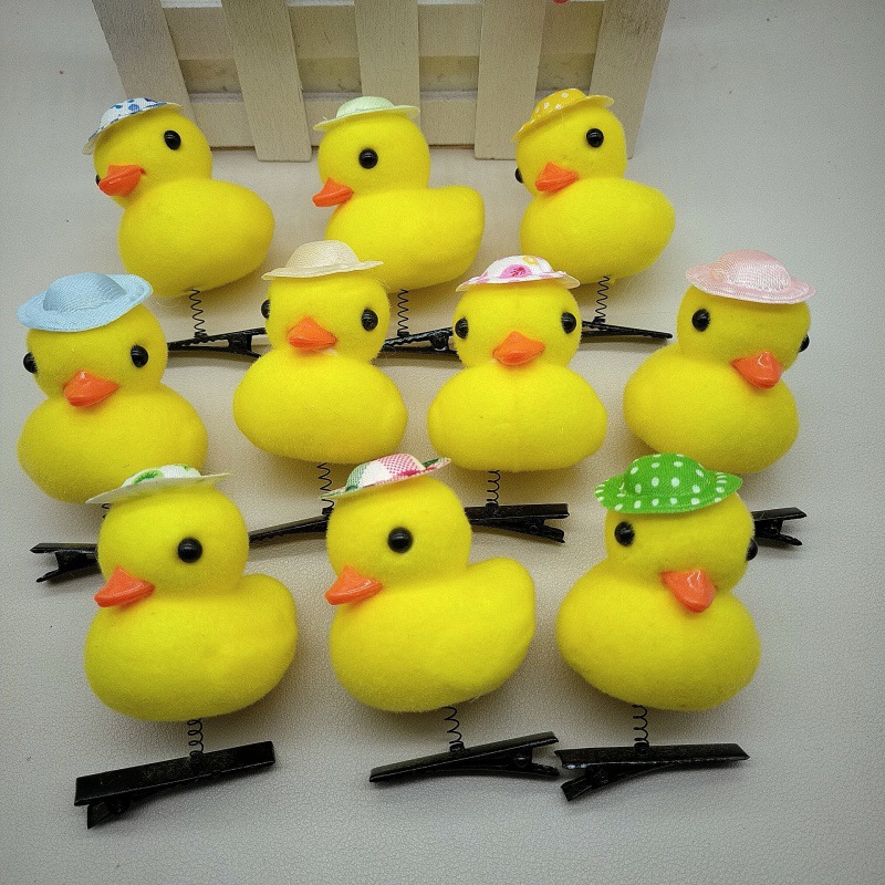 with Hat Small Yellow Duck Barrettes Internet Celebrity Cute Cute Three-Dimensional Spring Duck Funny Kindergarten Class Gift