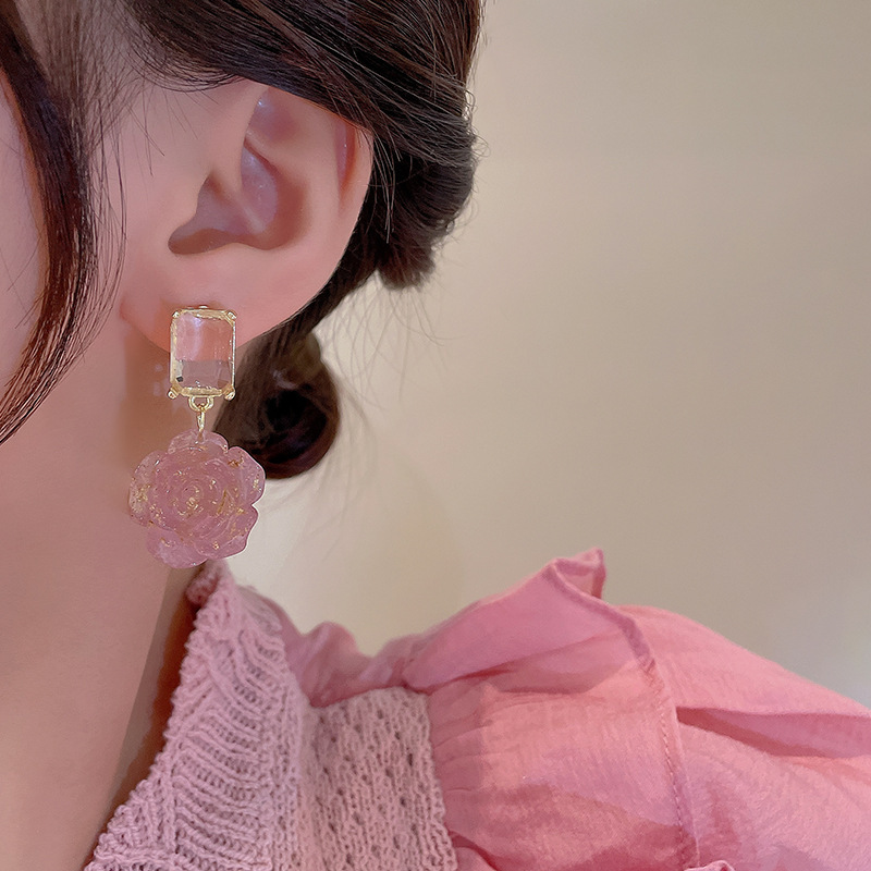 Sterling Silver Needle Elegant Opal Earrings Women's High-Grade Niche Personality Stud Earrings Korean Vintage Ear Jewelry Wholesale