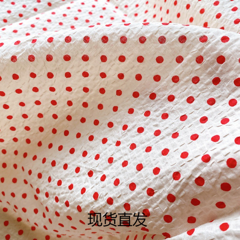 布料纯棉田园甜美白底红点波点棉布夏天衬衫diy手工面料布