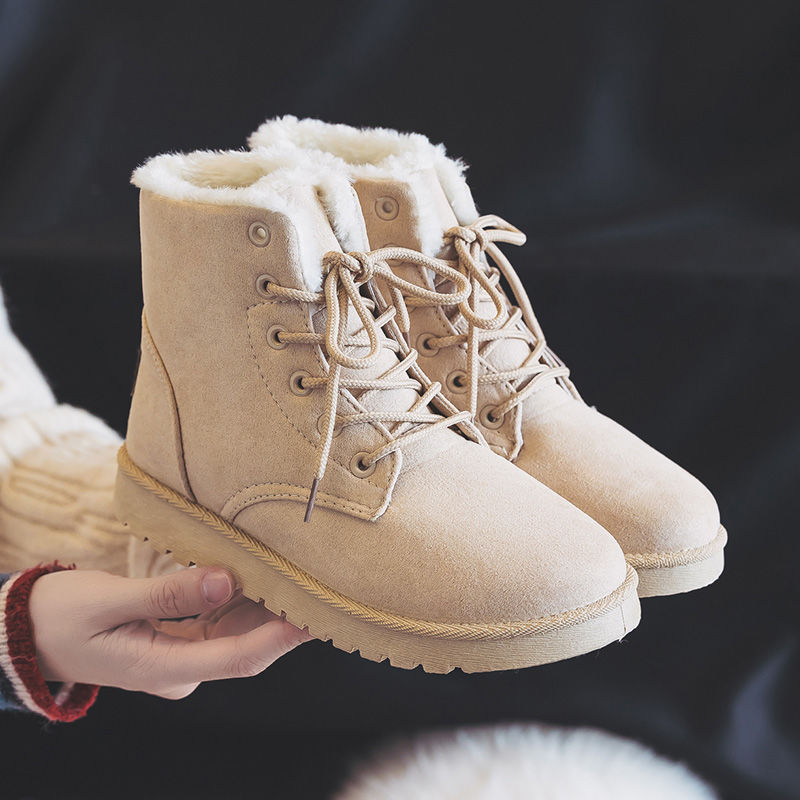 雪地靴加绒2023秋地靴女鞋中筒冬棉鞋学生休闲加厚平底防滑女靴