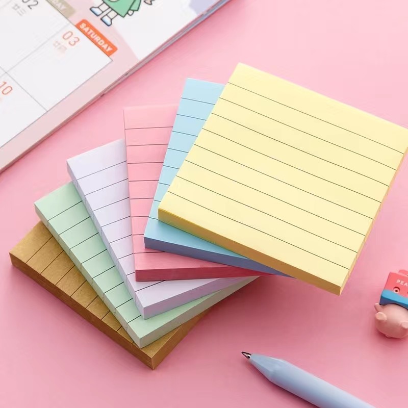 Office Color Horizontal Line Sticky Notes with Sticky Student Notepad Tearable Event-Recording Message-Leaving Sticky Note Stationery Wholesale