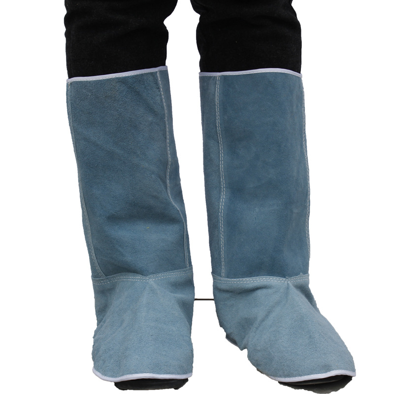 电焊鞋套牛皮脚盖自动机脚盖脚套工人脚护腿护脚家用鞋套厂家直销